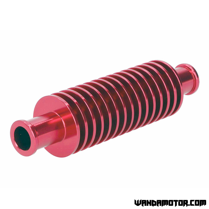 Flow cooler between hoses red