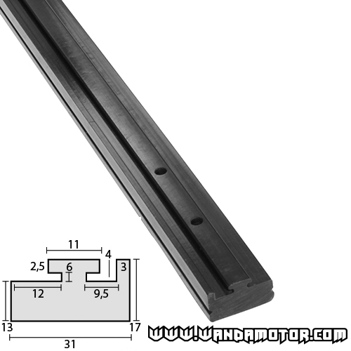 Slide rail Polaris '83-00 142cm black