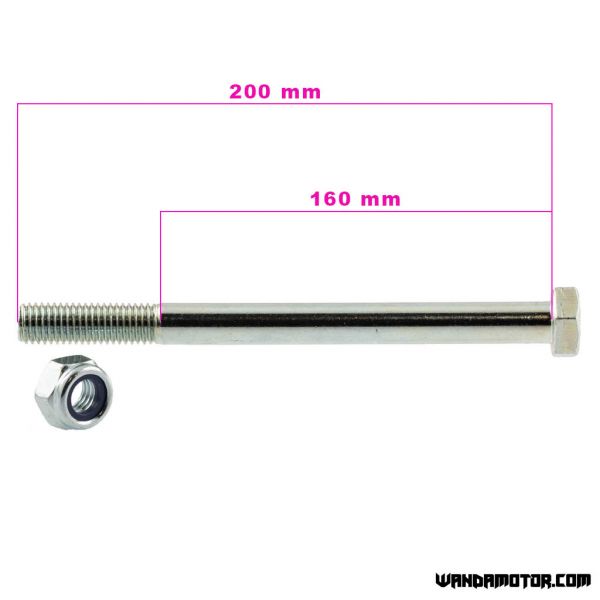 Axle bolt with nut M12 x 200mm