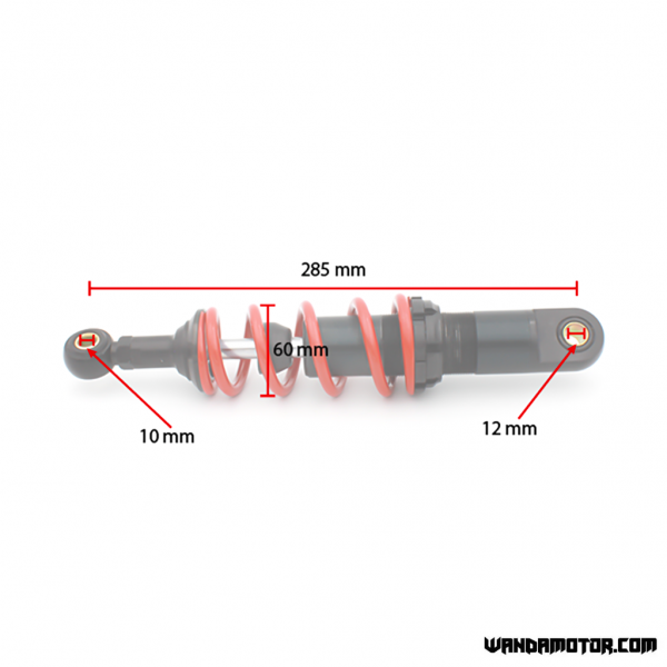 Ajotech Six-Roll rear shocks 285mm red-4