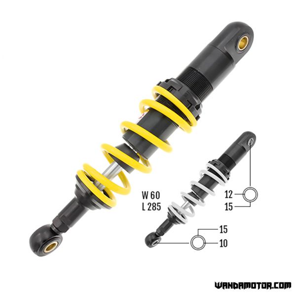 Ajotech Six-Roll rear shocks 285mm yellow-2