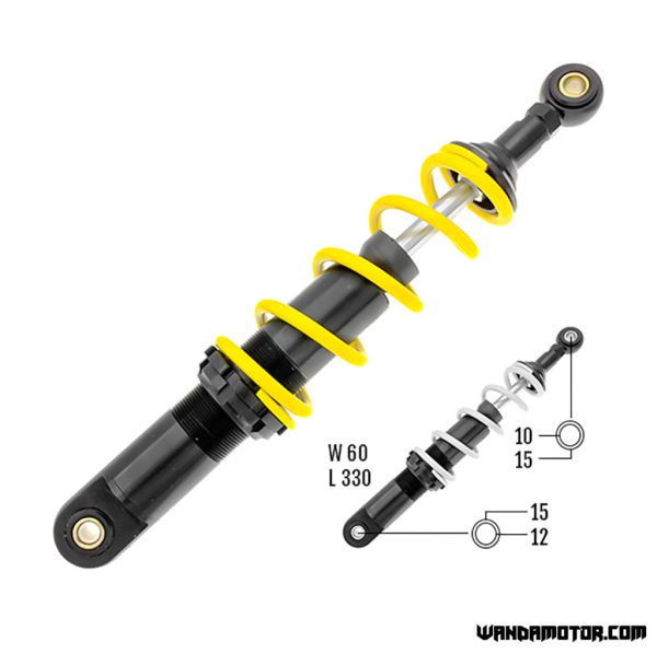 Ajotech Six-Roll rear shocks 330mm yellow-2