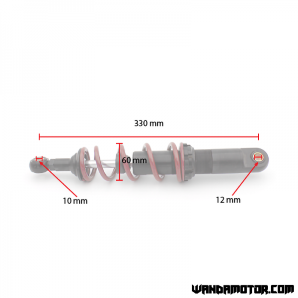 Ajotech Six-Roll rear shocks 330mm red-3