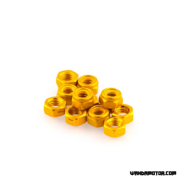 Nut M5 aluminium gold 12 pcs