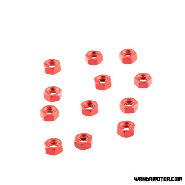 Nut M5 aluminium red 12 pcs-2