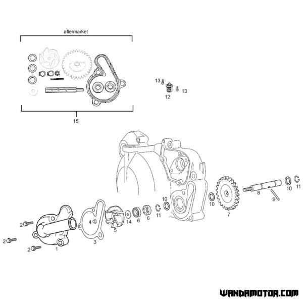 #01 Derbi water pump cover replacement-4