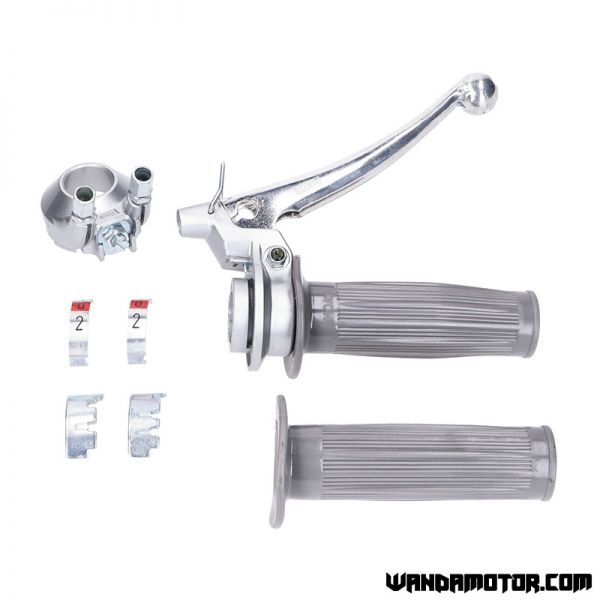 Grip set for classic mopeds silver/grey