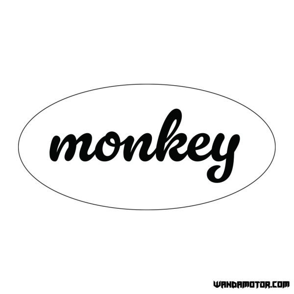 Sivuposken tarra Monkey [Cursive] valko-musta-1