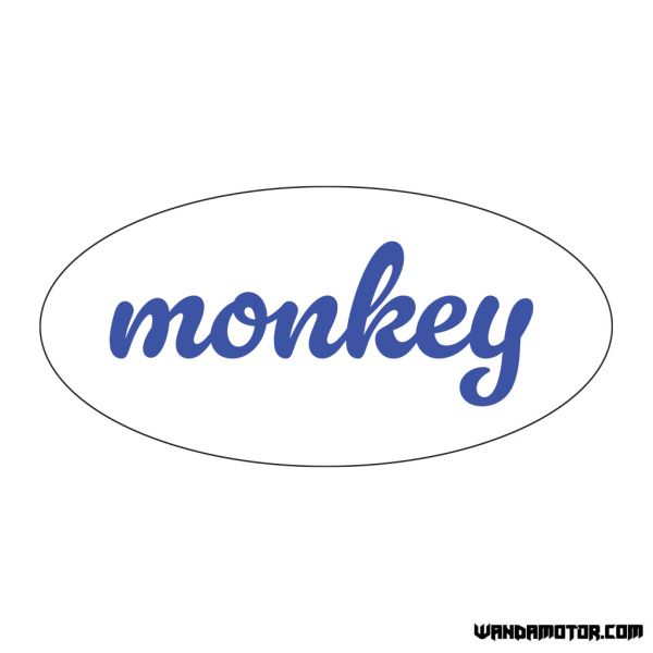 Sivuposken tarra Monkey [Cursive] valko-sininen-1