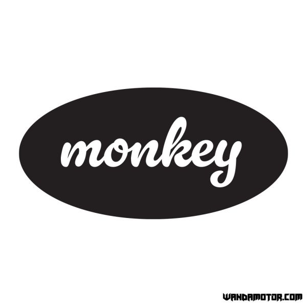 Sivuposken tarra Monkey [Cursive] musta-valkoinen