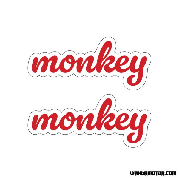 Fuel tank stickers Monkey [Cursive] white-red