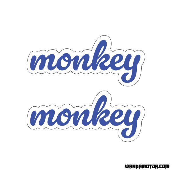 Fuel tank stickers Monkey [Cursive] white-blue-1