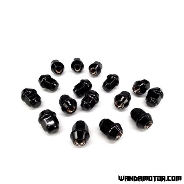 Wheel nut kit ITP 10 x 1.25 60° cone black 16 pcs-1