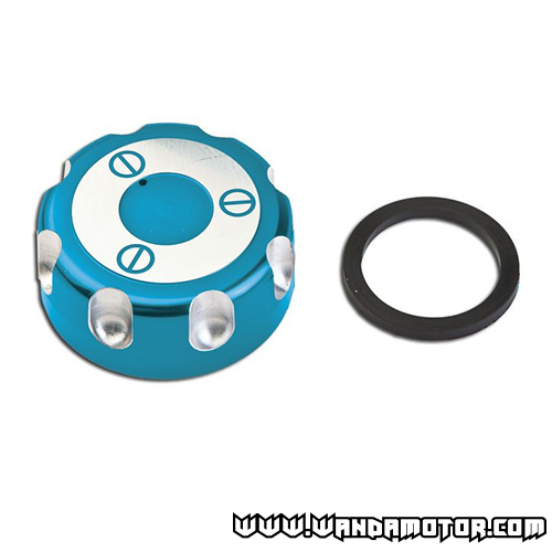 Fuel cap Derbi Senda blue aluminium