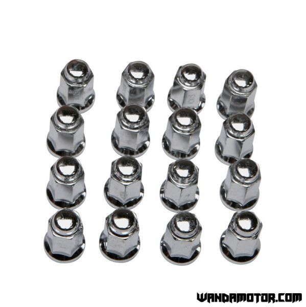 Wheel nut kit ITP 10 x 1.25 90° chrome 16 pcs