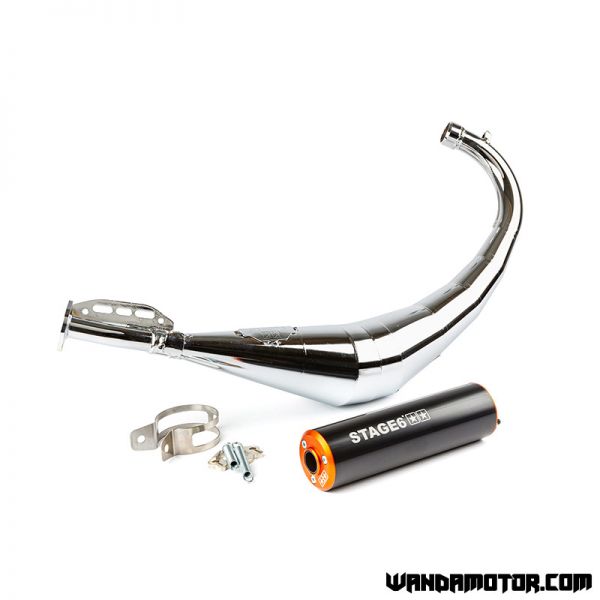 Exhaust Stage6 Streetrace Chrome Derbi/AM6 black/orange