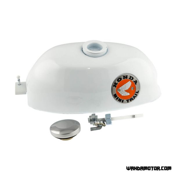 Fuel tank Honda Z50A white with Mini Trail+ cap + tap-1