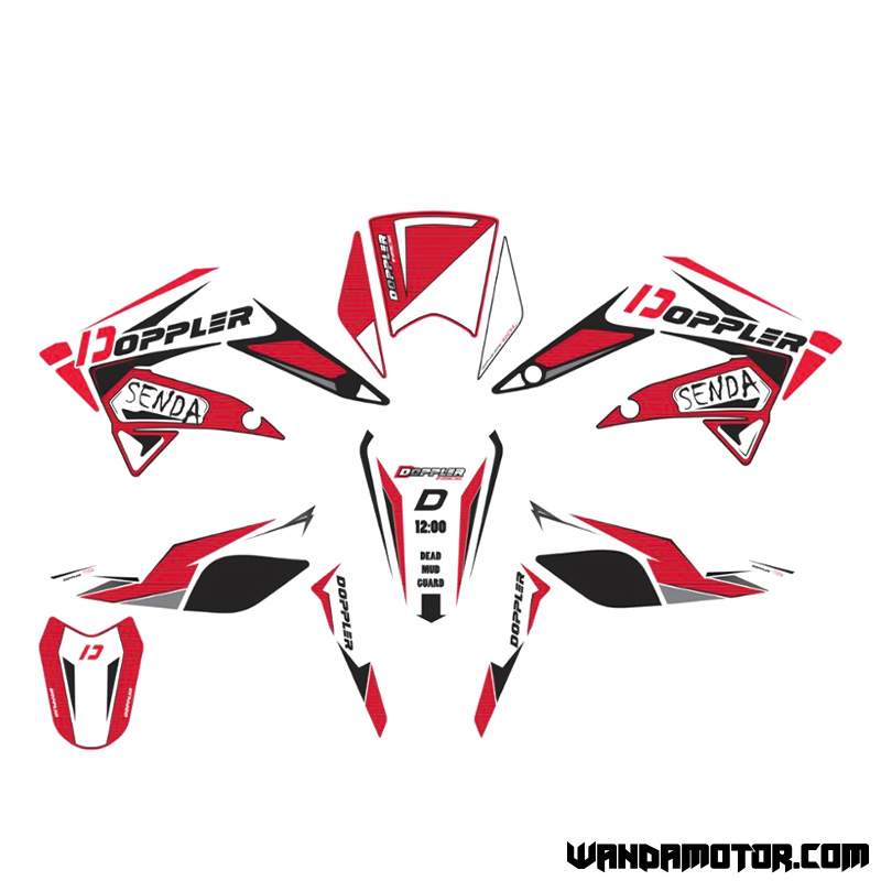 Sticker Deco Kit Derbi Senda / Gilera white-red