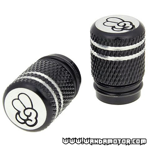 Valve cap set Peace black