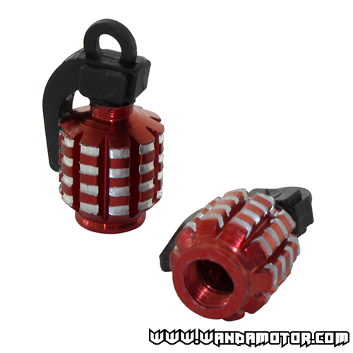 Valve cap pair Grenade red