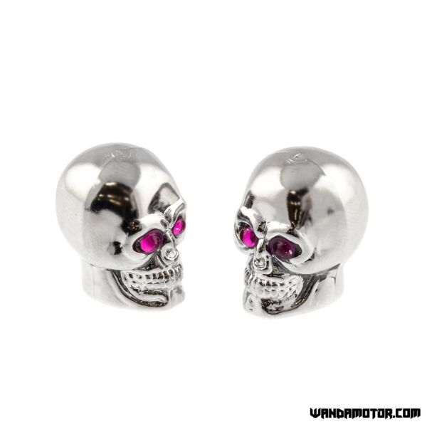 Valve cap pair skull silver-2