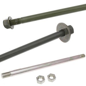 Axles for wheels and swingarm